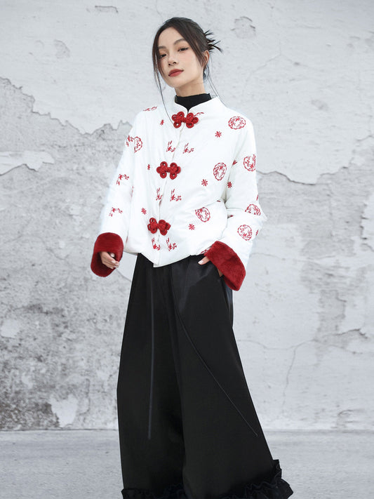 New Chinese Style Embroidered Padded Jacket