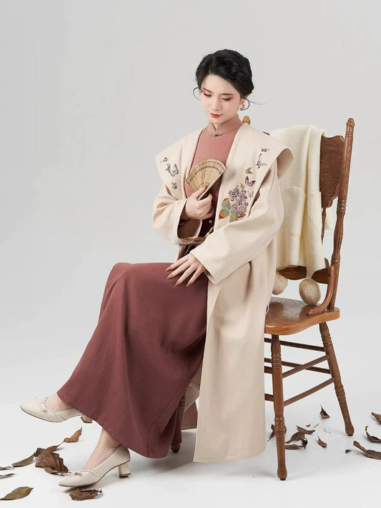 Song Dynasty Modern Hanfu Set with Hooded Jacket and Spiral Skirt - Fangfei 芳菲 (Preorder)