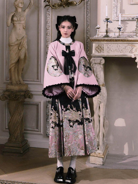 Ming Dynasty Modern Hanfu Jacket and Mamianqun - Spring Peach Mountain 春山桃龙