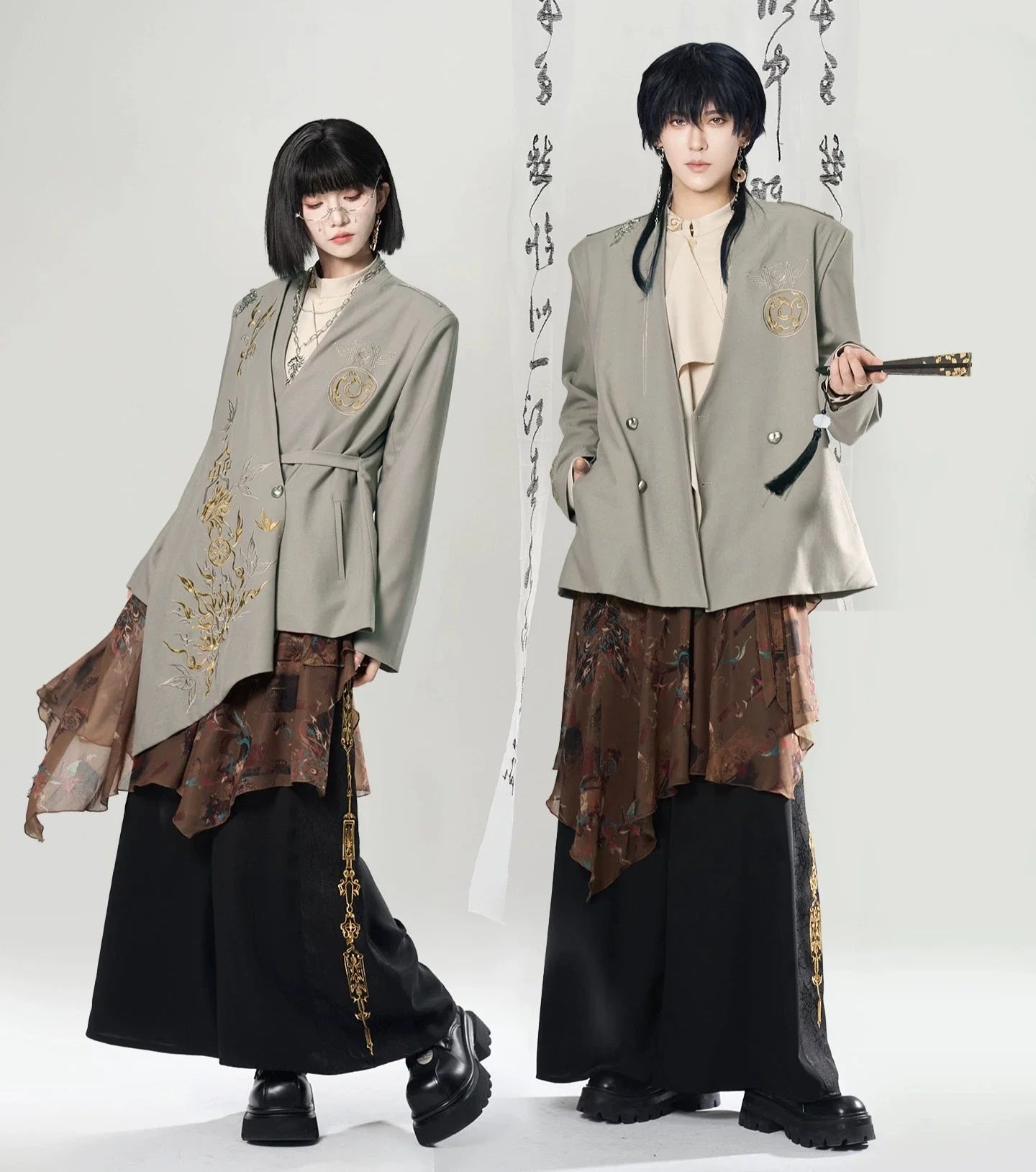 Lion Dance 舞狮 - New Chinese Style Embroidery Loose Jacket Suit (Preorder)