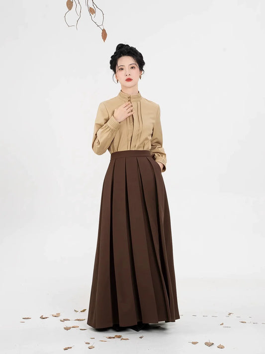 New Chinese Style Women Standing Collar Top, Mamian Skirt and Jacket - Windy Desert 长风漠州 (Preorder)