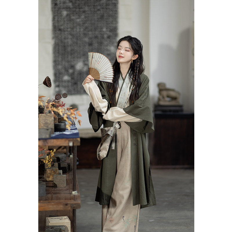 Song Dynasty Modern Hanfu Cardigan with Wide Leg Pants - Yunye 云野 (Preorder)