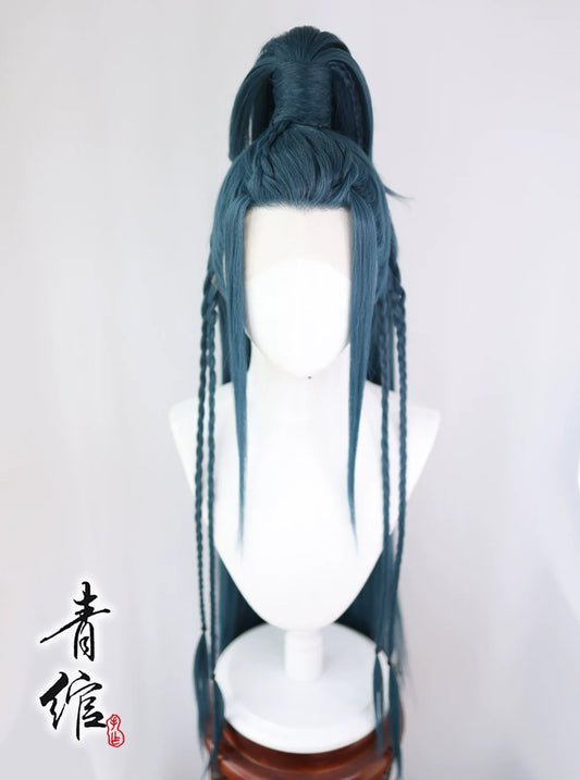 General Zhang Liao hanfu costume hair wig — detail view