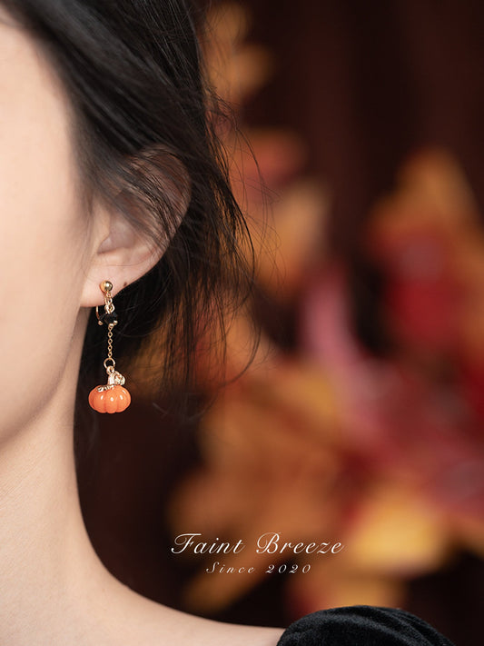 Pumpkin Lantern Stud Earrings | Hanfu Jewelry
