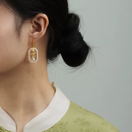 Tibetan Cat Pavilion Earrings | Cheongsam Jewelry