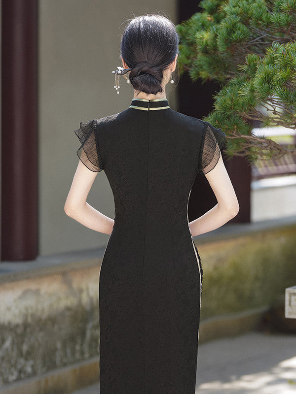 Short Sleeve Modern Midi Cheongsam | Panda