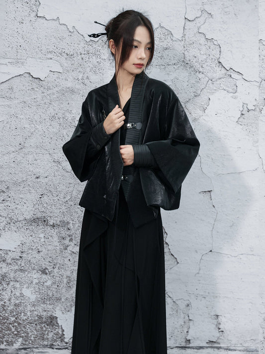New Chinese Martial Arts Style Pleated Short Coat