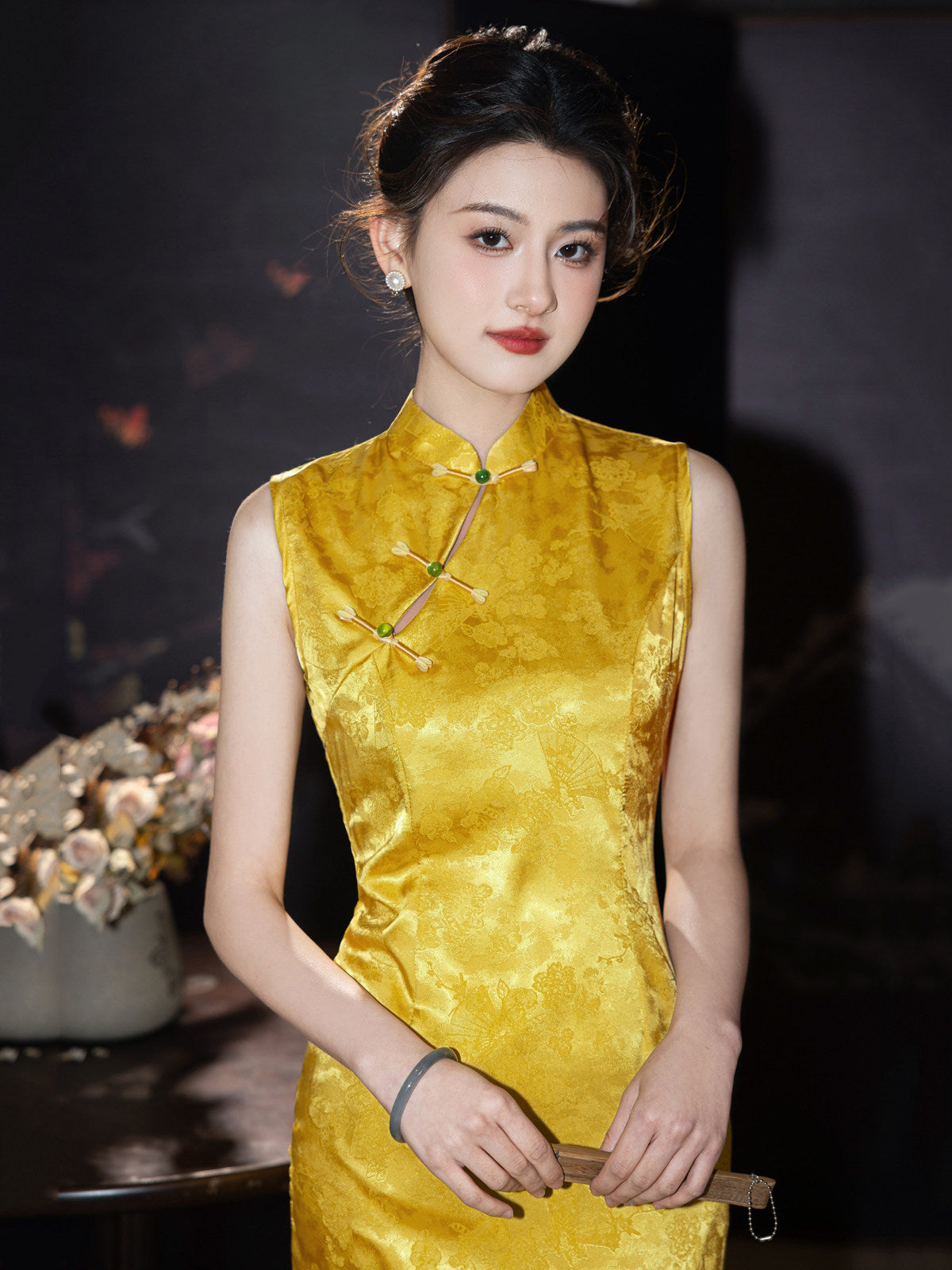 Sleeveless Floral Long Cheongsam | Empress