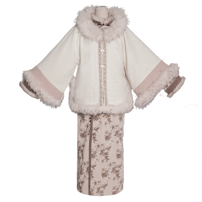 New Chinese Style Chenille Velvet Long Sleeve Cheongsam Dress and Jacket for Winter - Zhaojun 昭君 (Preorder)