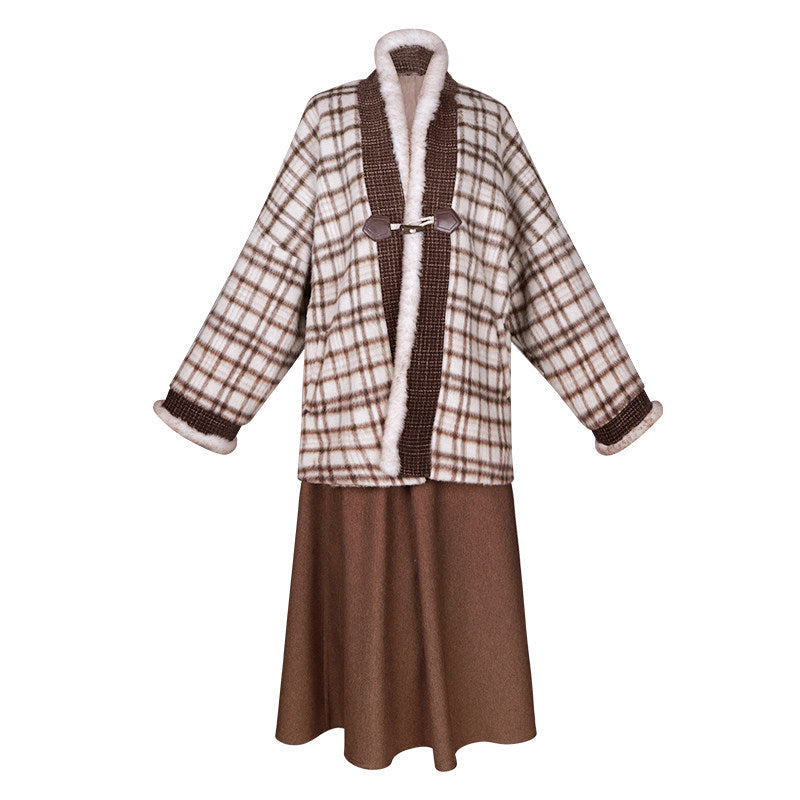 Song Dynasty Modern Hanfu Long Sleeve Top and Wrap Skirt for Autumn and Winter - Puppet Princess 布偶格格 (Preorder)