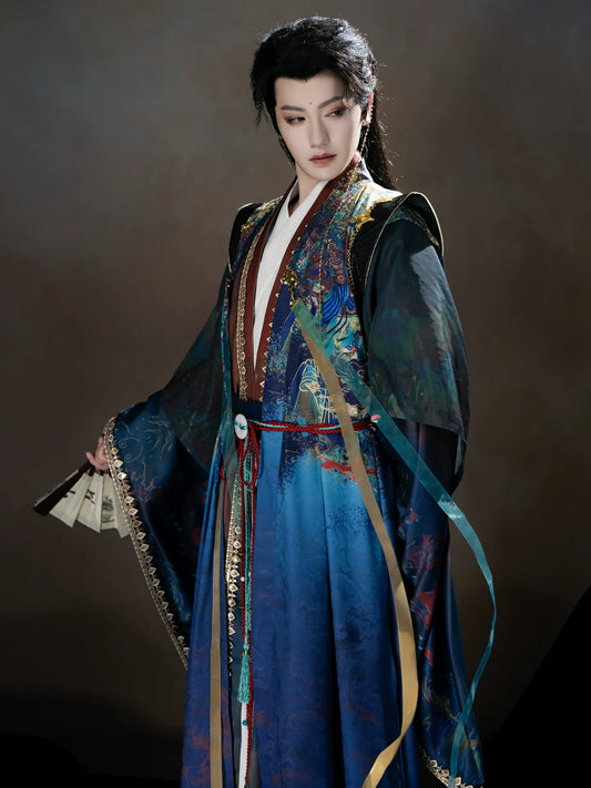 Demon Prince of Dunhuang - men's xianxia hanfu ancient Chinese costume — detail view
