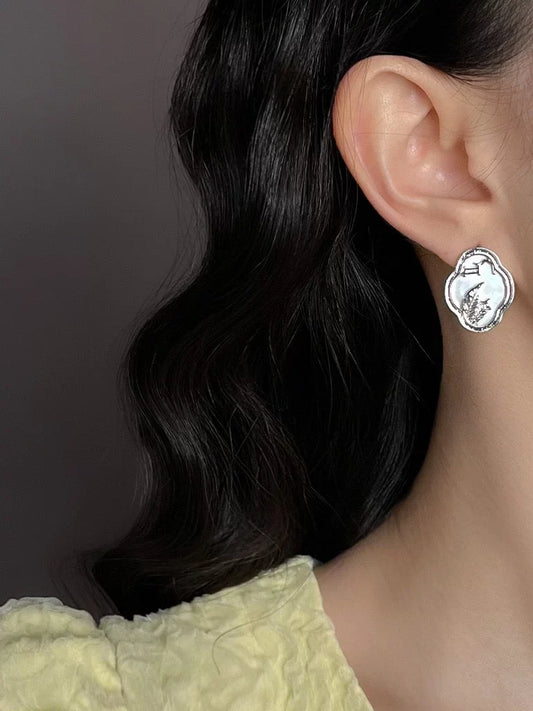 Windowsill Earrings traditional Chinese jewelry - close-up detail