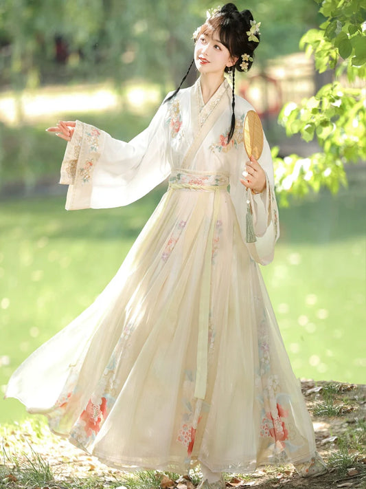 Wei Jin Dynasty Qiyao Ruqun Hanfu | Spring Flowers