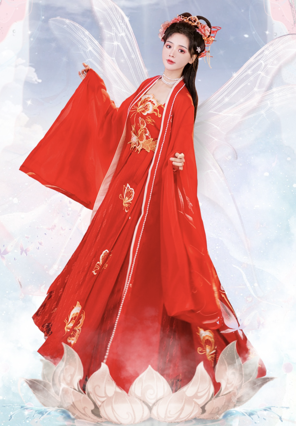 The Tang Dynasty Wedding, Bridal Gown, Blooming Lotus