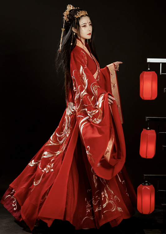 Wei Jin Dynasties Chinese Wedding Bridal Hanfu Set | Phoenix