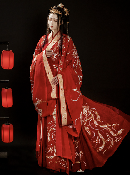 Wei Jin Dynasties Chinese Wedding Bridal Hanfu Set | Phoenix