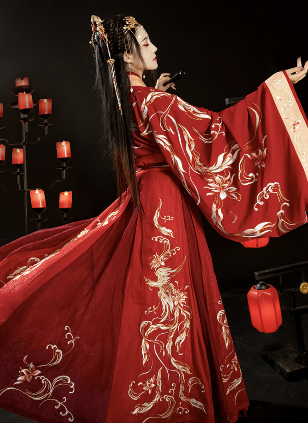 Wei Jin Dynasties Chinese Wedding Bridal Hanfu Set | Phoenix