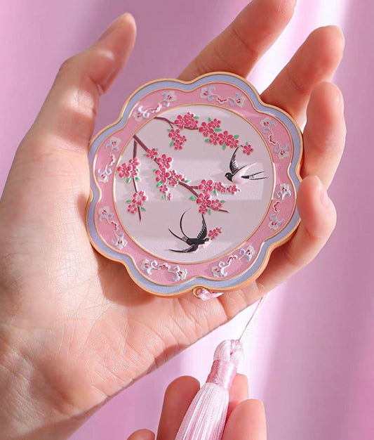 Birds and Flowers pocket mirror - traditional Chinese hanfu accessory — side profile
