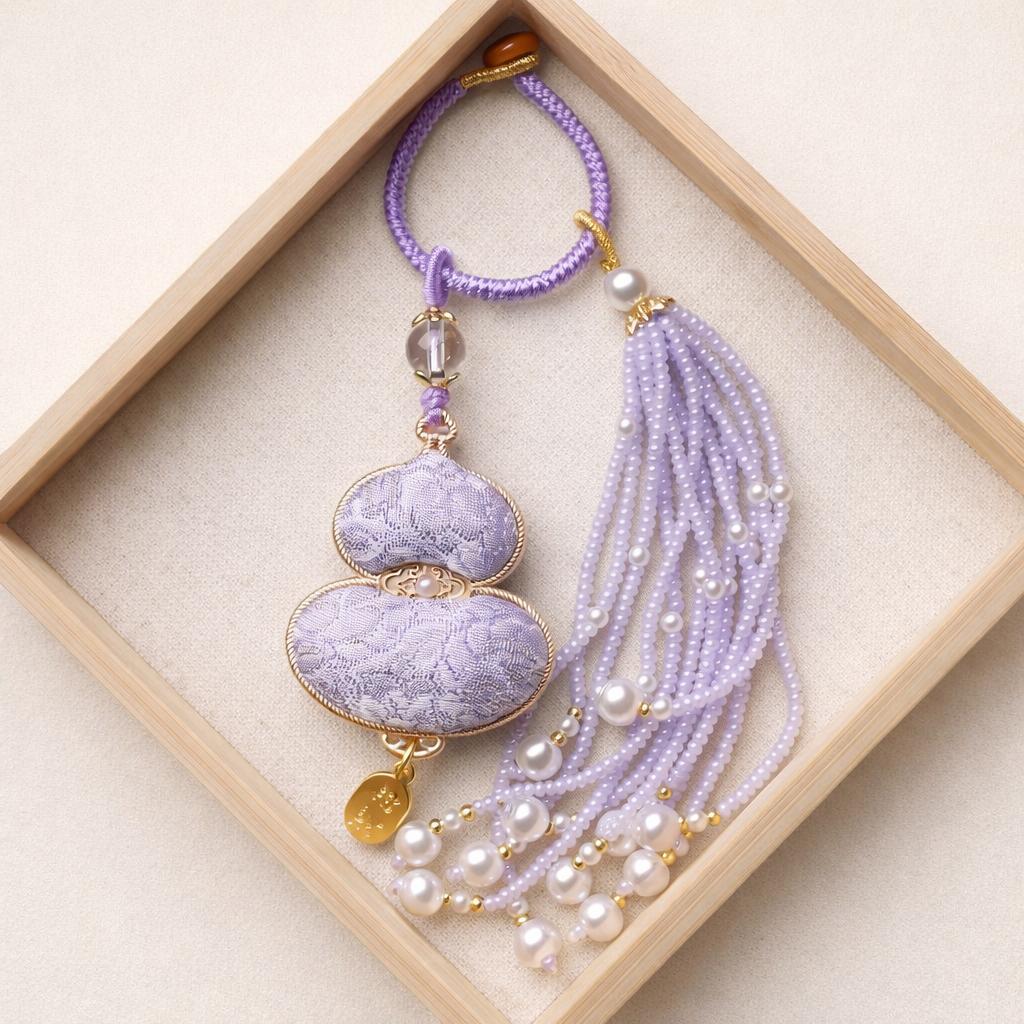 Song Brocade Hulu Gourd Keychain | Chinese Cultural Bag Accessory