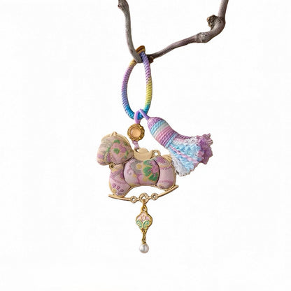 Song Brocade Year of Horse Keychain | Chinese Cultural Bag Accessory