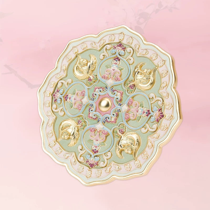 Thousand Springs pocket mirror — Chinese-style compact mirror, front view