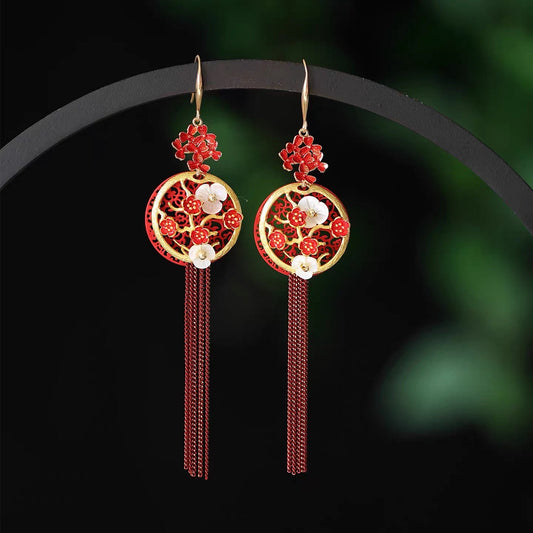Blossoms tassel earrings - ancient Chinese-style jewelry — side profile
