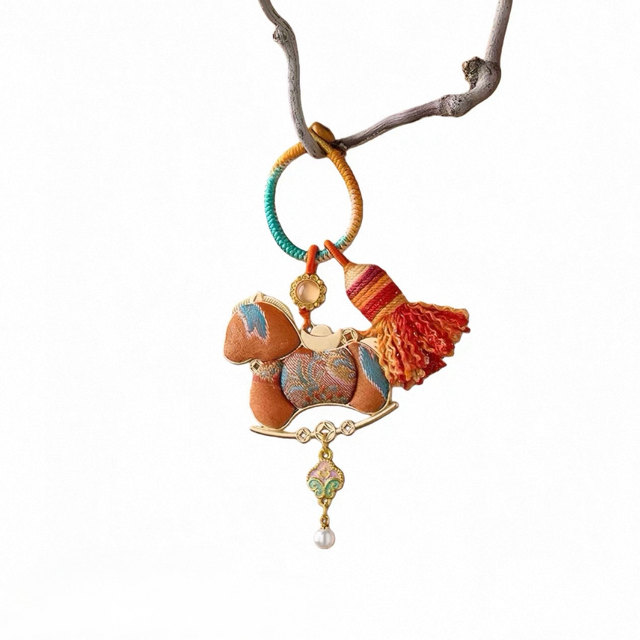 Song Brocade Year of Horse Keychain | Chinese Cultural Bag Accessory