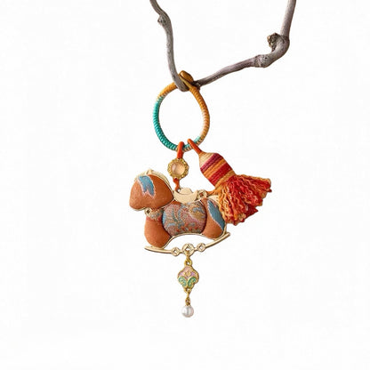 Song Brocade Year of Horse Keychain | Chinese Cultural Bag Accessory