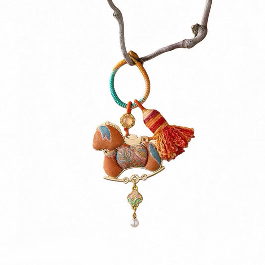 Song Brocade Year of Horse Keychain | Chinese Cultural Bag Accessory