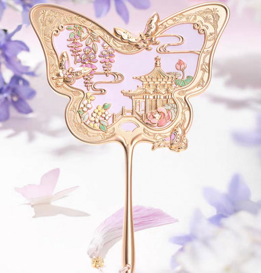 Butterfly Palace handheld mirror - Chinese hanfu-inspired accessory — detail
