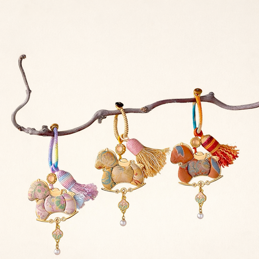 Song Brocade Year of Horse Keychain | Chinese Cultural Bag Accessory