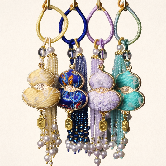 Song Brocade Hulu Gourd Keychain | Chinese Cultural Bag Accessory