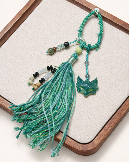 Agate Fox Tassel Charm | Chinese Cultural Bag Accessory