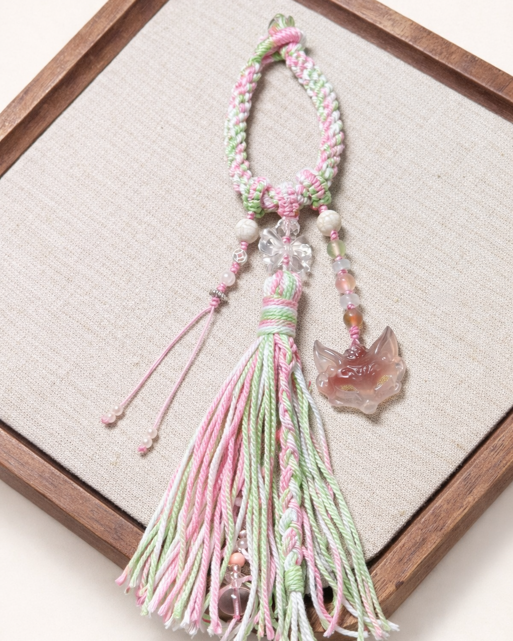 Agate Fox Tassel Charm | Chinese Cultural Bag Accessory