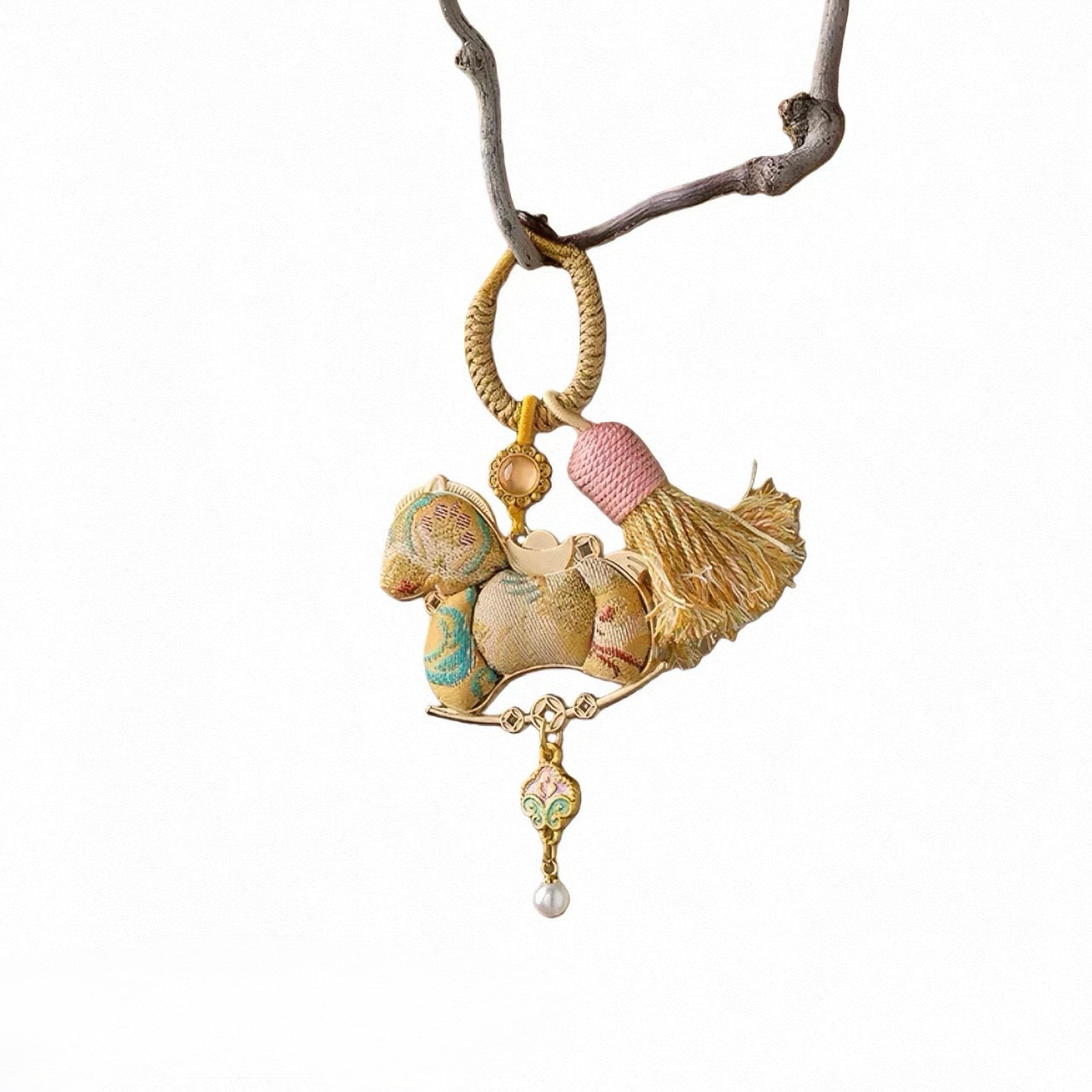 Song Brocade Year of Horse Keychain | Chinese Cultural Bag Accessory
