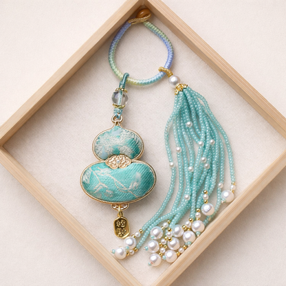 Song Brocade Hulu Gourd Keychain | Chinese Cultural Bag Accessory
