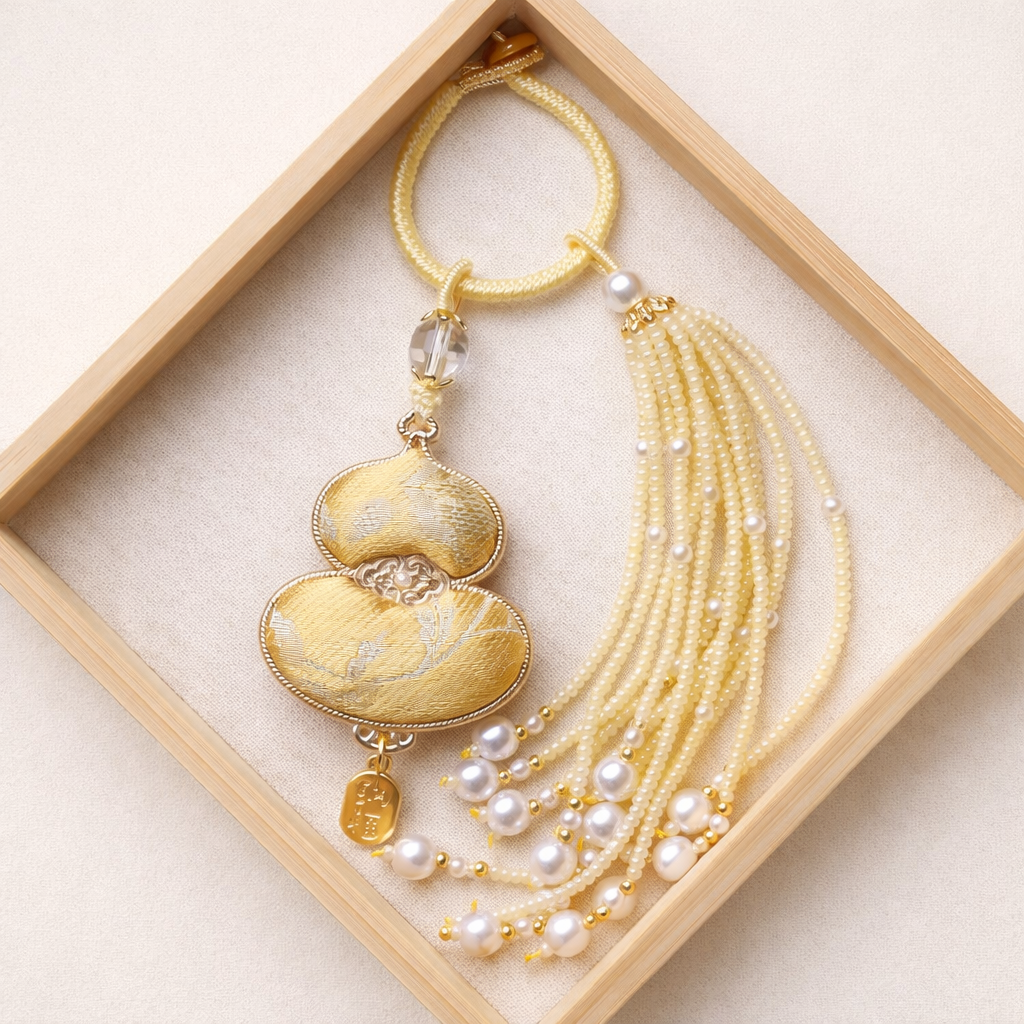 Song Brocade Hulu Gourd Keychain | Chinese Cultural Bag Accessory