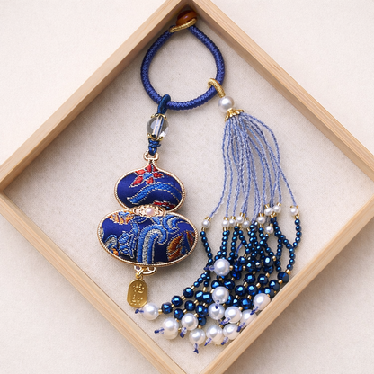 Song Brocade Hulu Gourd Keychain | Chinese Cultural Bag Accessory