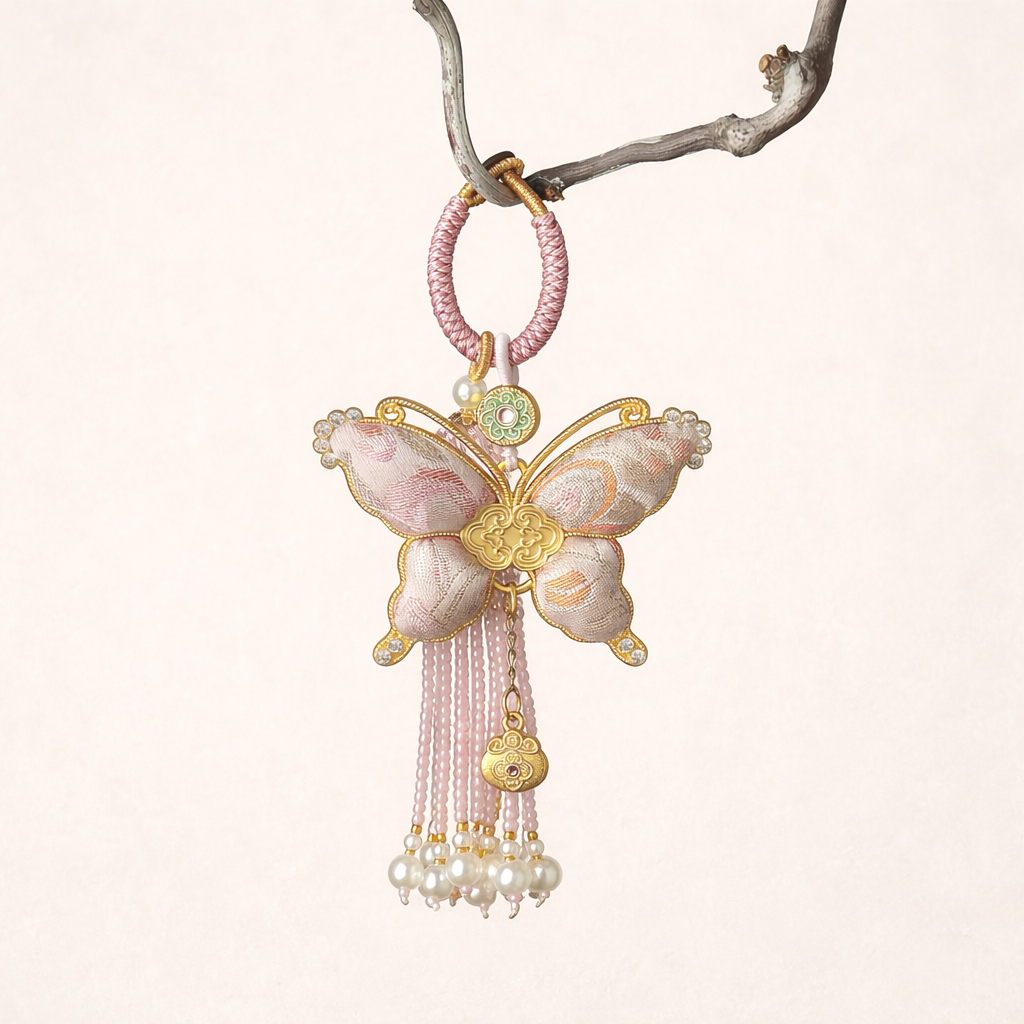 Song Brocade Butterfly Keychain | Chinese Cultural Bag Accessory