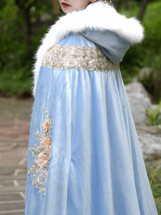 Autumn Winter hanfu cape, Wintery colorway