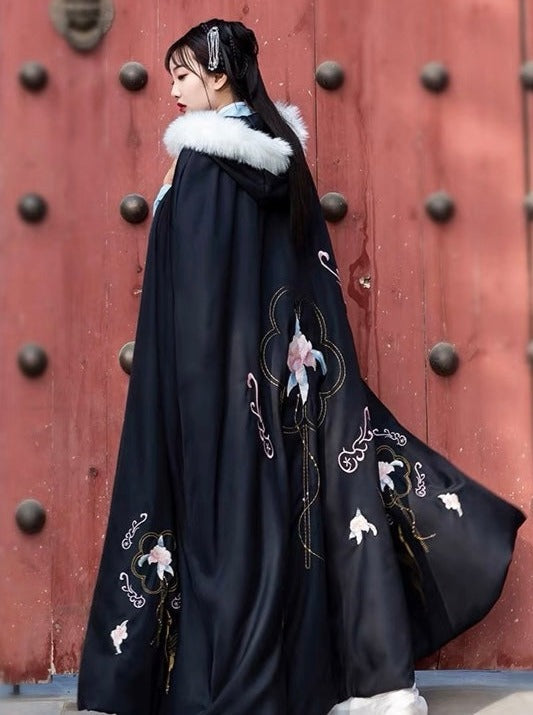 Ally - embroidered cape — front view
