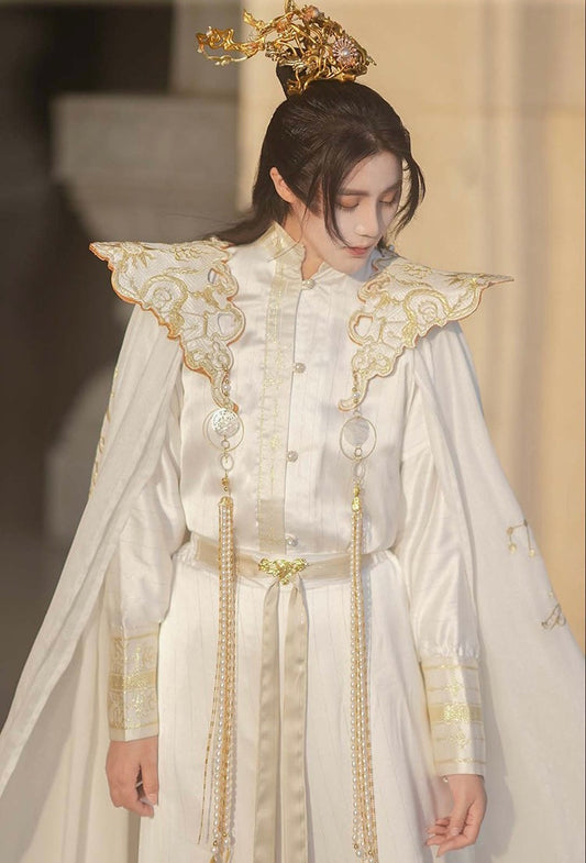 King Triton - fantasy xianxia hanfu costume, men's hanfu — detail view
