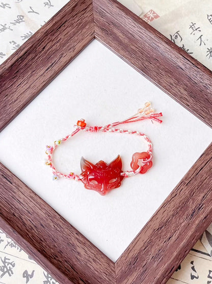 Fox Spirit Agate with Classic Handwoven Adjustable Bracelet | Ancient China Jewelry