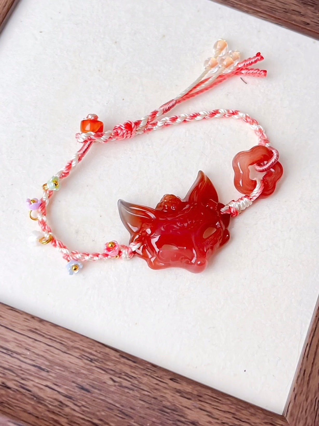 Fox Spirit Agate with Classic Handwoven Adjustable Bracelet | Ancient China Jewelry