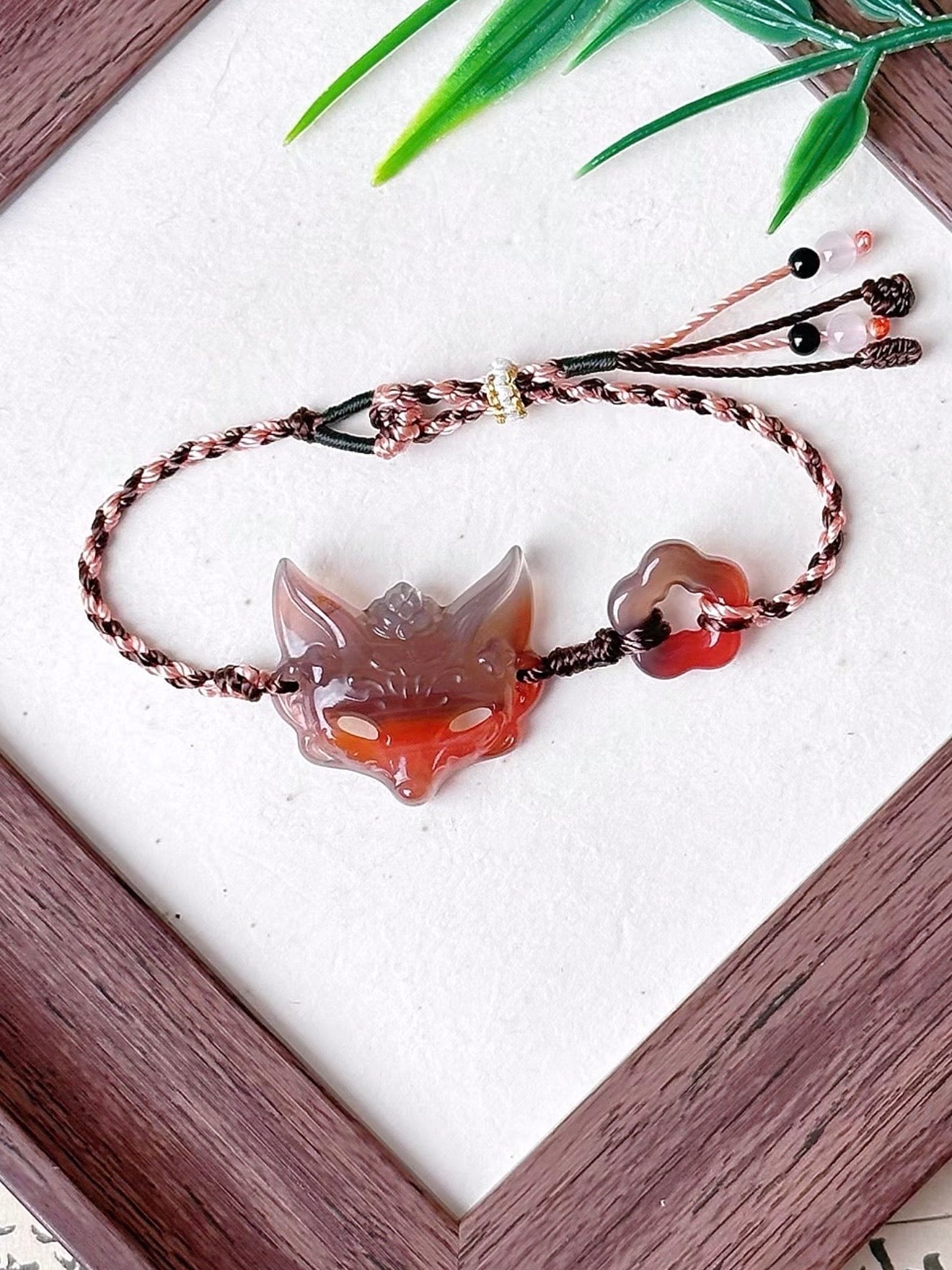 Fox Spirit Agate with Classic Handwoven Adjustable Bracelet | Ancient China Jewelry