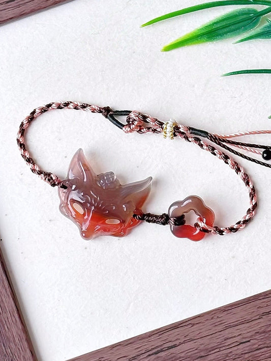 Fox Spirit Agate with Classic Handwoven Adjustable Bracelet | Ancient China Jewelry
