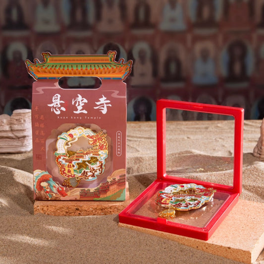 Dunhuang landscape fridge magnets — desert and grotto artwork detail