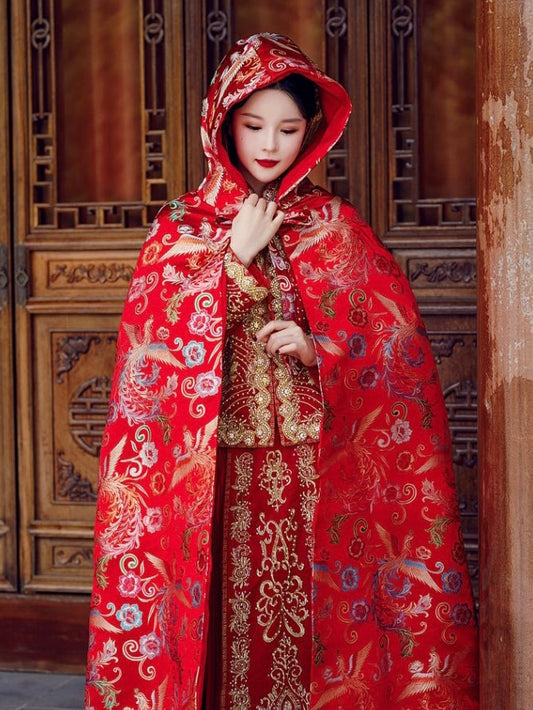 Bridal Cape, Princess Style, Bliss - hanfu wedding accessory — side profile