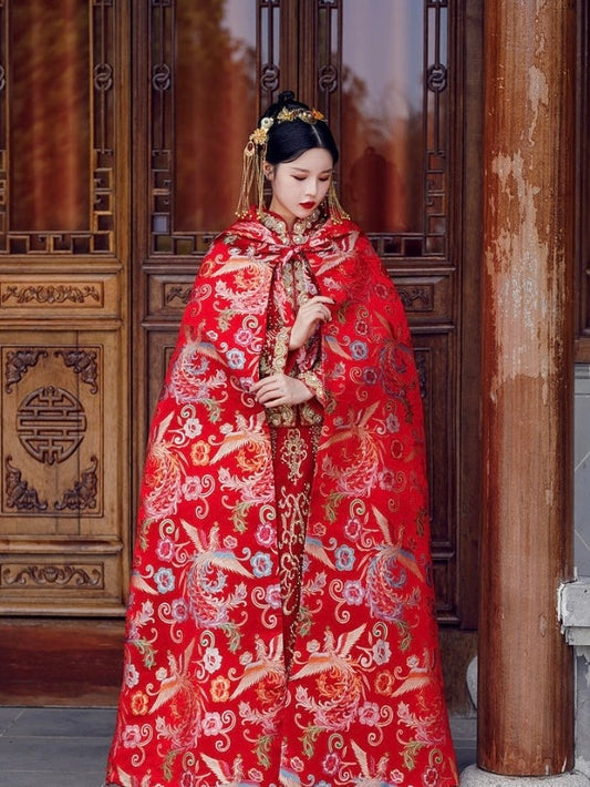 Bridal Cape, Princess Style, Bliss - hanfu wedding accessory — detail view