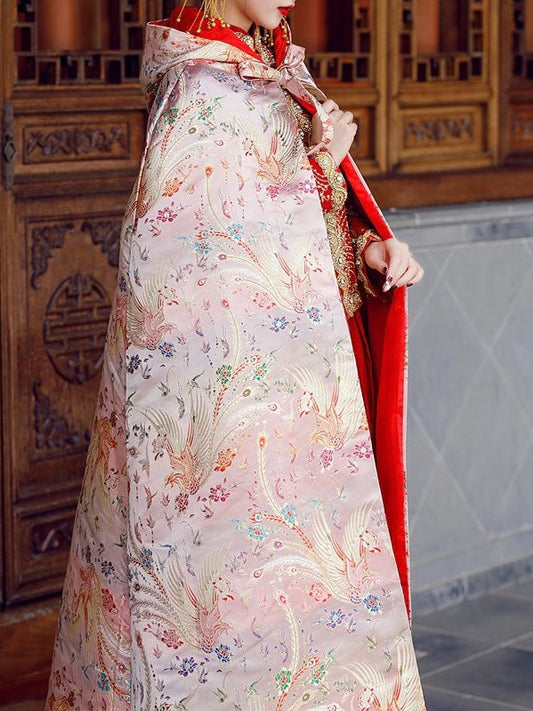 Bridal Cape, Princess Style, Blush - hanfu wedding accessory — side profile